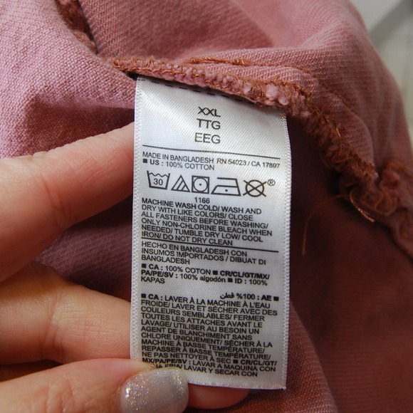 Women's Denim Coat Old Navy Workwear Shacket Pink Long Jean Jacket 2XL Plus size - Picture 6 of 6